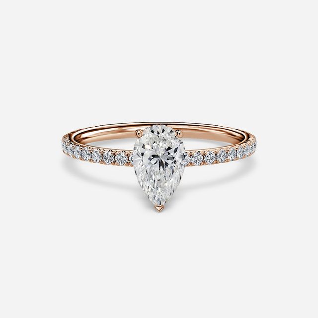 Sadie Petite Rose Gold Plain Band Bridal Set Engagement Ring