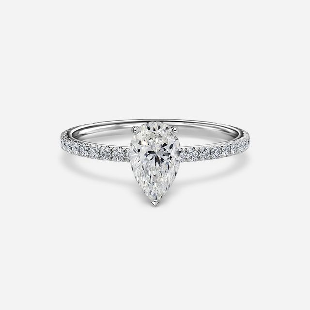 Sadie Petite Platinum Pavé Band Bridal Set Engagement Ring
