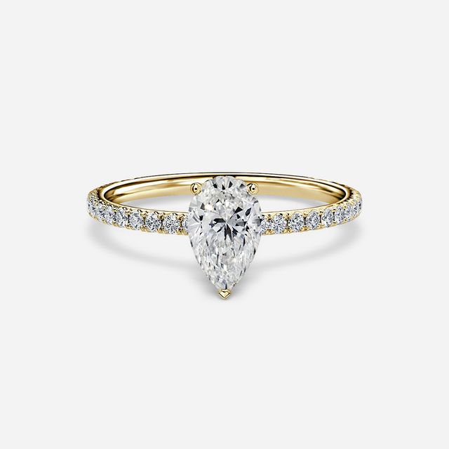Sadie Petite Yellow Gold Plain Band Bridal Set Engagement Ring