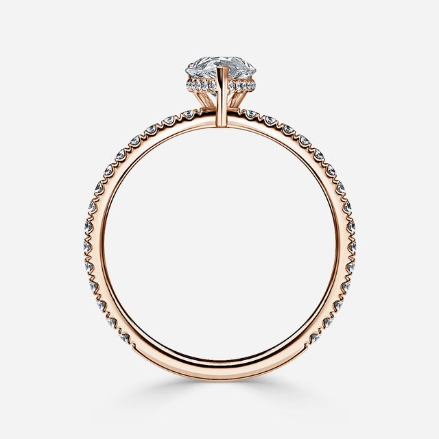 Sadie Petite Rose Gold Plain Band Bridal Set Engagement Ring