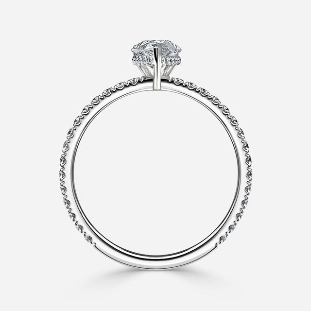 Sadie Petite Platinum Pavé Band Bridal Set Engagement Ring