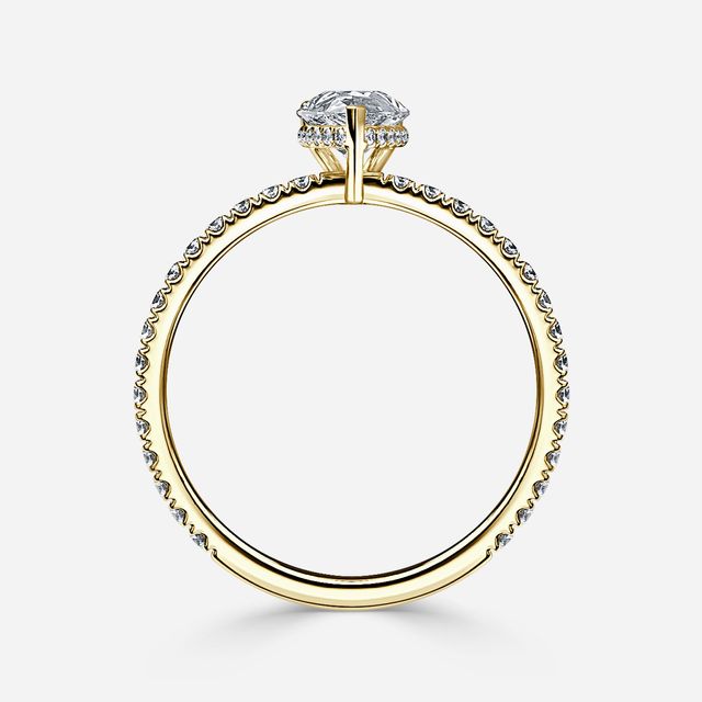 Sadie Petite Yellow Gold Plain Band Bridal Set Engagement Ring