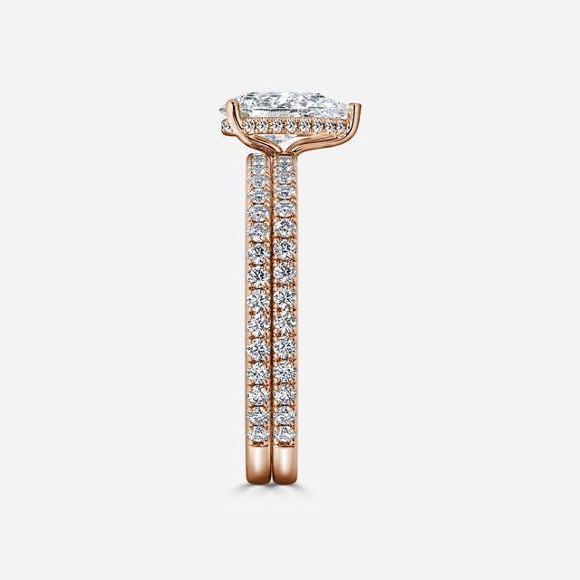 Sadie Petite Rose Gold Pavé Band Bridal Set Engagement Ring