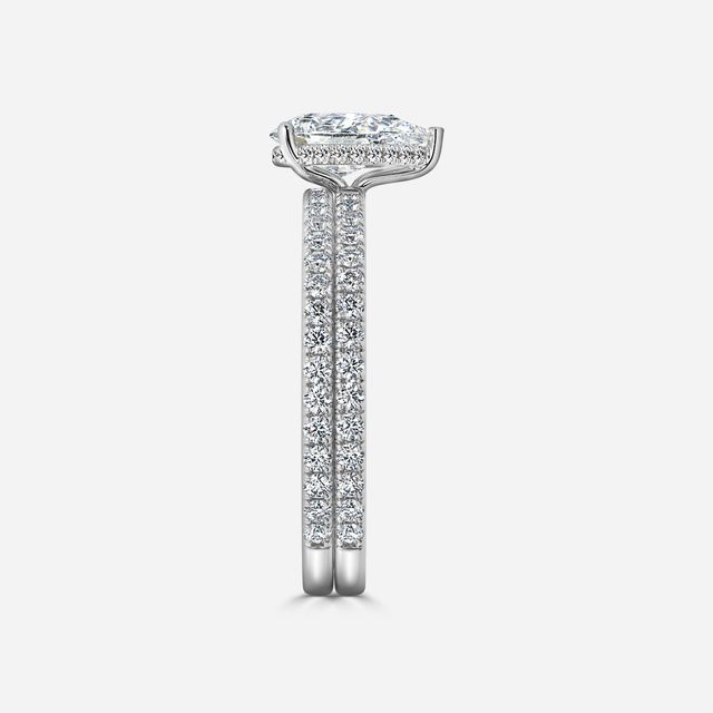 Sadie Petite Platinum Pavé Band Bridal Set Engagement Ring