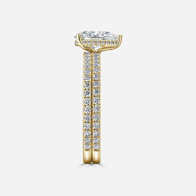 Sadie Petite Yellow Gold Pavé Band Bridal Set Engagement Ring