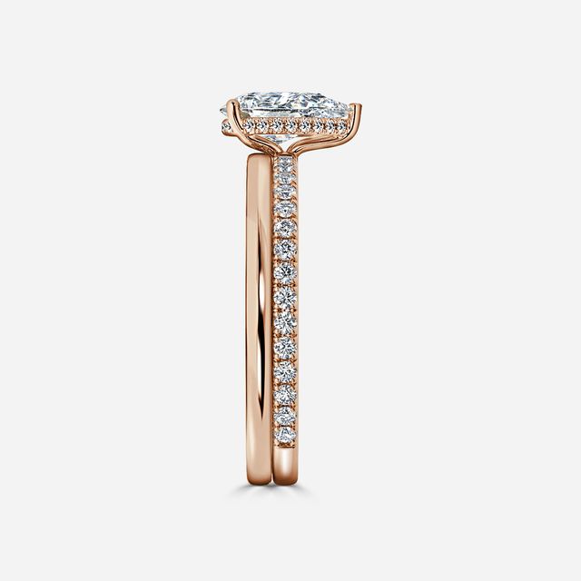 Sadie Petite Rose Gold Plain Band Bridal Set Engagement Ring