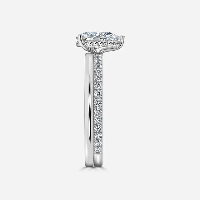 Sadie Petite Platinum Plain Band Bridal Set Engagement Ring