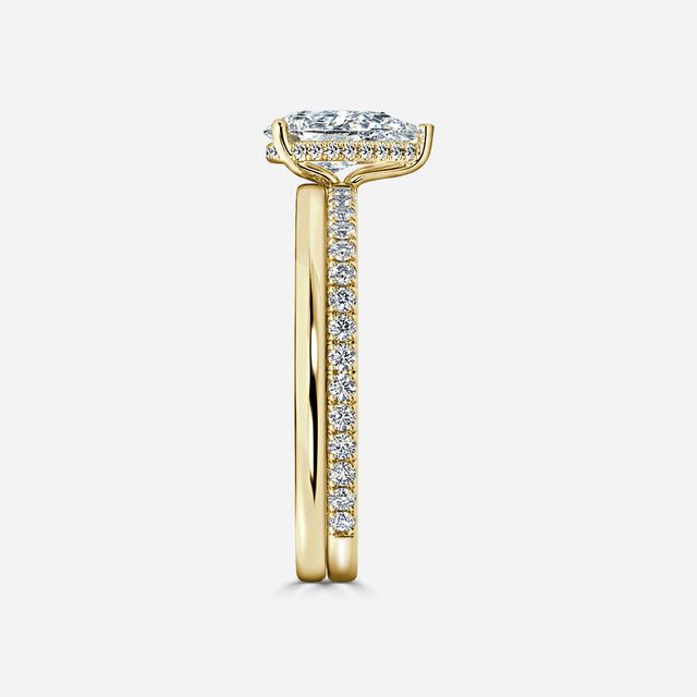 Sadie Petite Yellow Gold Plain Band Bridal Set Engagement Ring