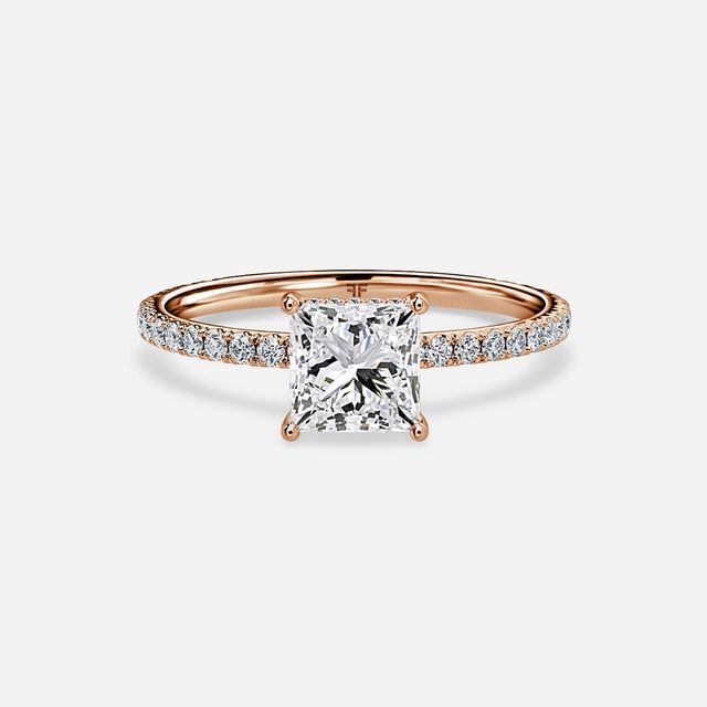 Sadie Petite Rose Gold Plain Band Bridal Set Engagement Ring