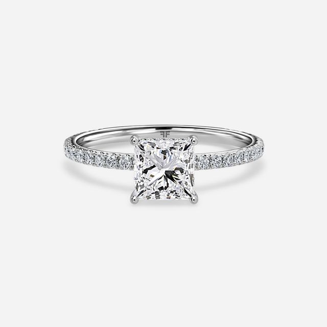 Sadie Petite White Gold Pavé Band Bridal Set Engagement Ring