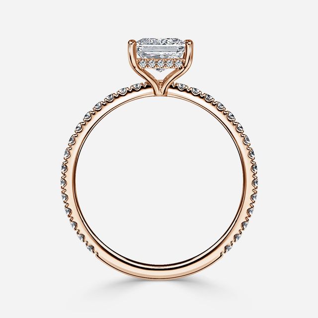Sadie Petite Rose Gold Plain Band Bridal Set Engagement Ring