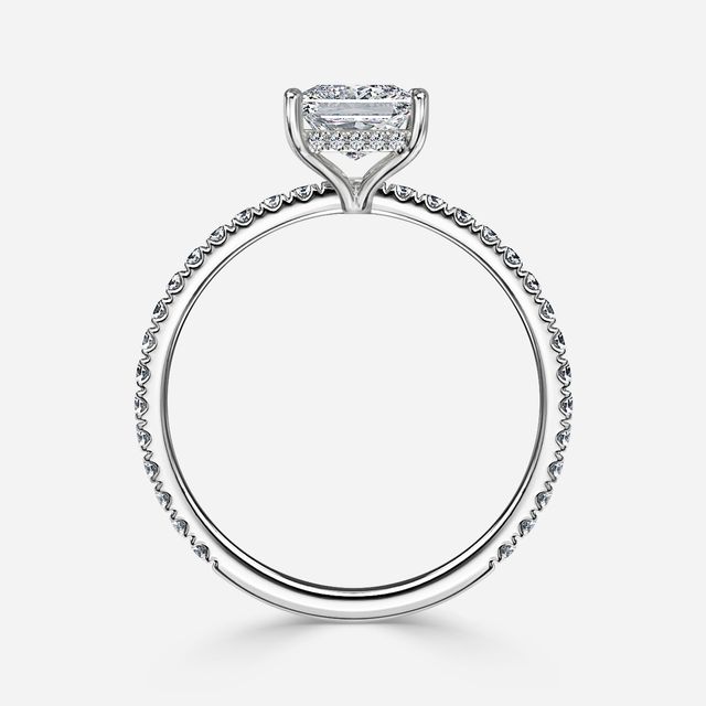 Sadie Petite White Gold Pavé Band Bridal Set Engagement Ring