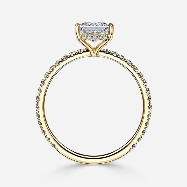 Sadie Petite Yellow Gold Plain Band Bridal Set Engagement Ring