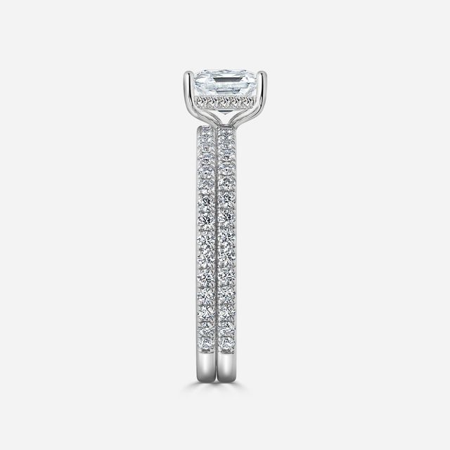 Sadie Petite White Gold Pavé Band Bridal Set Engagement Ring