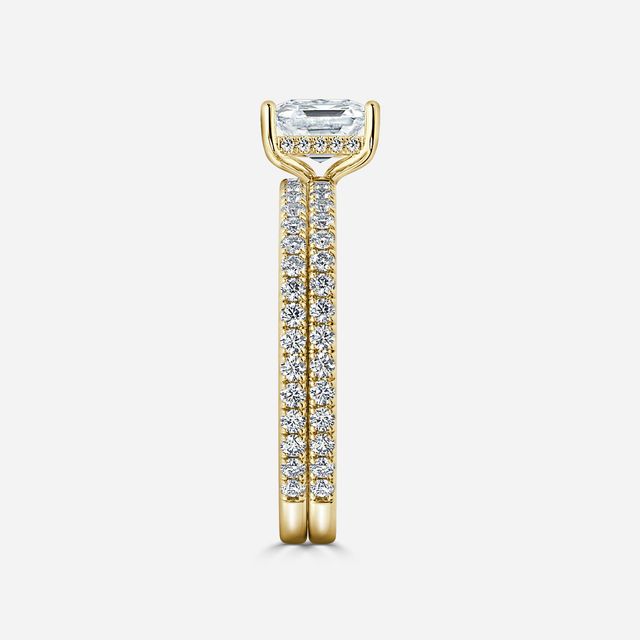 Sadie Petite Yellow Gold Pavé Band Bridal Set Engagement Ring