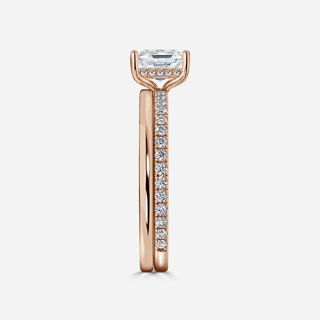 Sadie Petite Rose Gold Plain Band Bridal Set Engagement Ring