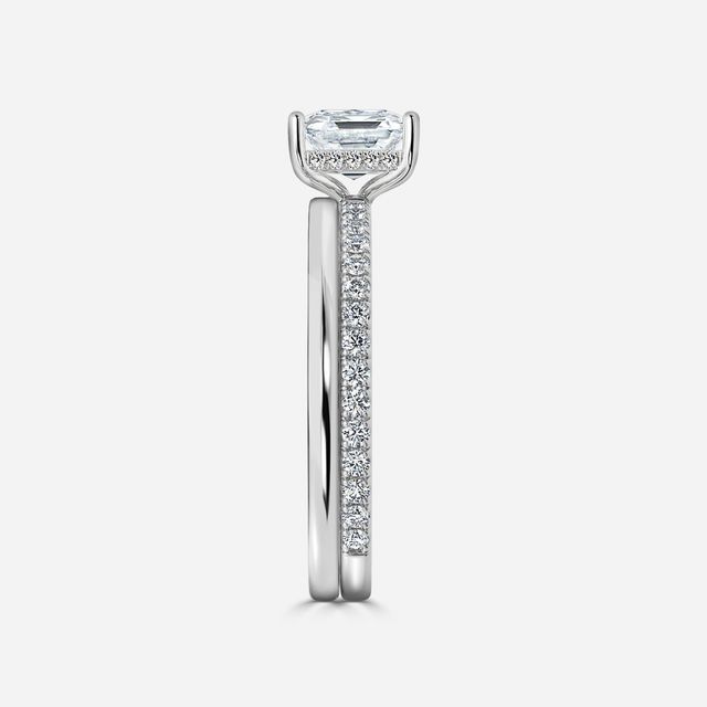 Sadie Petite Platinum Plain Band Bridal Set Engagement Ring