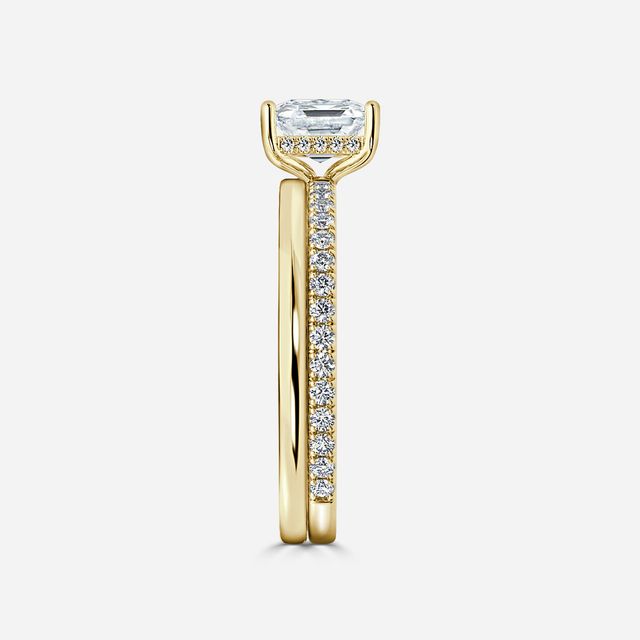 Sadie Petite Yellow Gold Plain Band Bridal Set Engagement Ring