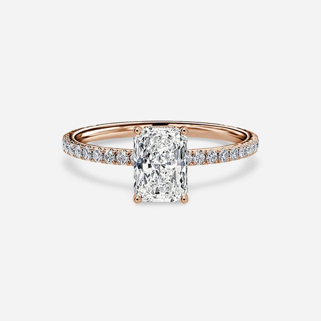 Sadie Petite Rose Gold Plain Band Bridal Set Engagement Ring