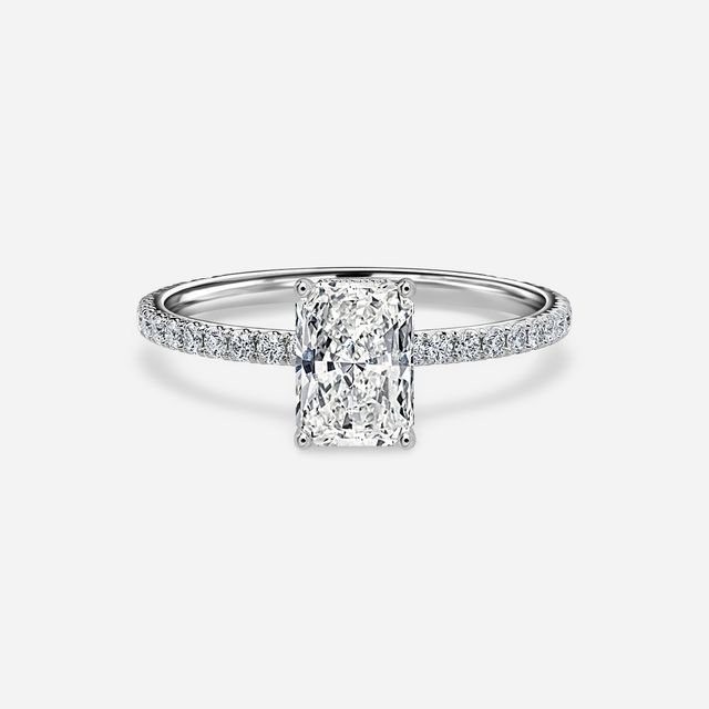 Sadie Petite Platinum Plain Band Bridal Set Engagement Ring