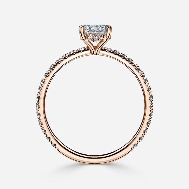 Sadie Petite Rose Gold Plain Band Bridal Set Engagement Ring
