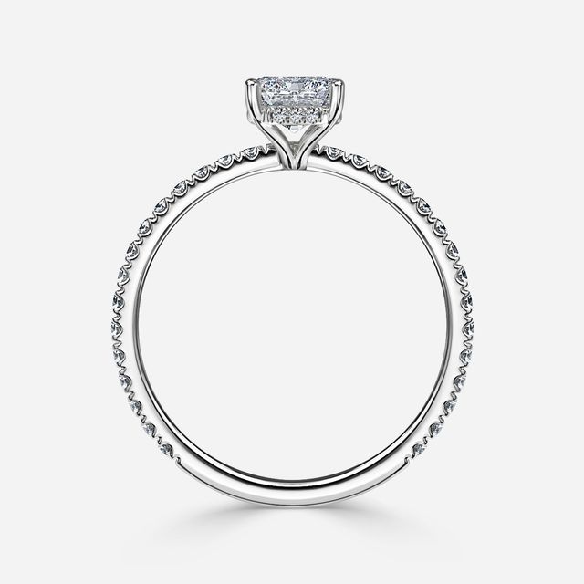 Sadie Petite Platinum Plain Band Bridal Set Engagement Ring