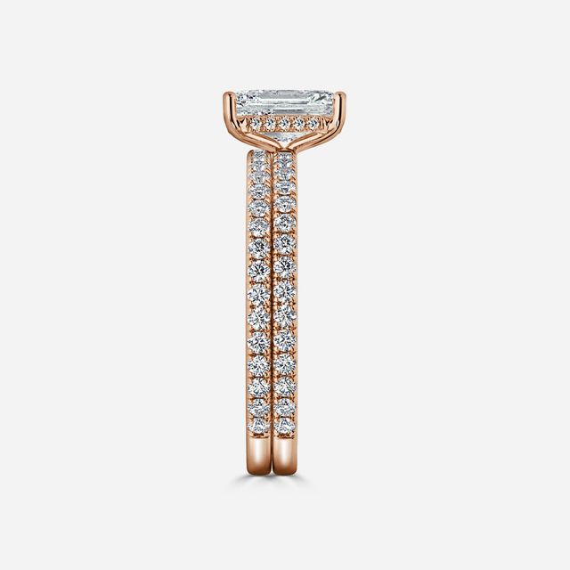 Sadie Petite Rose Gold Pavé Band Bridal Set Engagement Ring