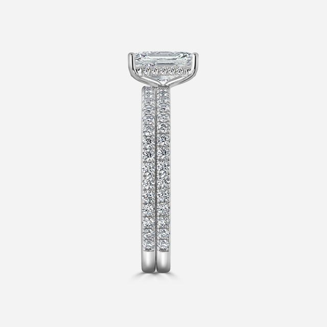 Sadie Petite Platinum Pavé Band Bridal Set Engagement Ring