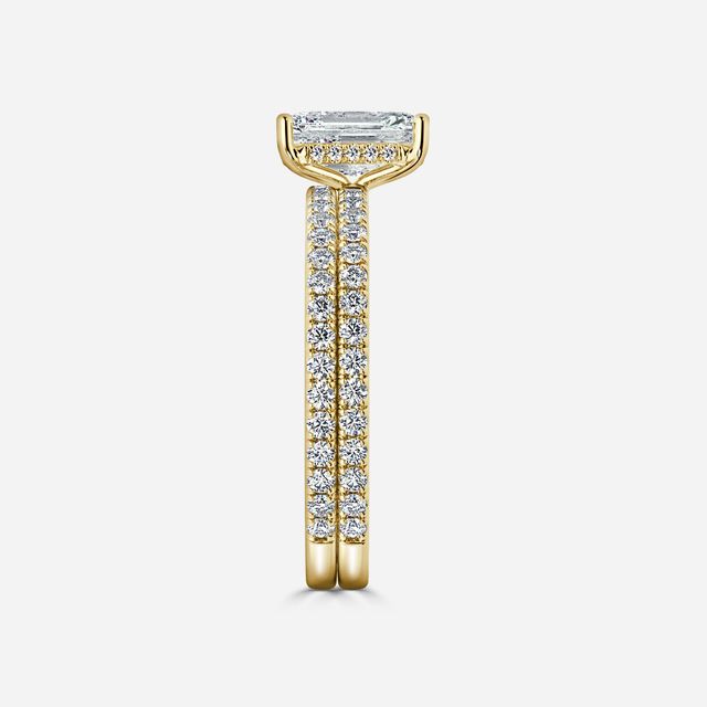 Sadie Petite Yellow Gold Pavé Band Bridal Set Engagement Ring