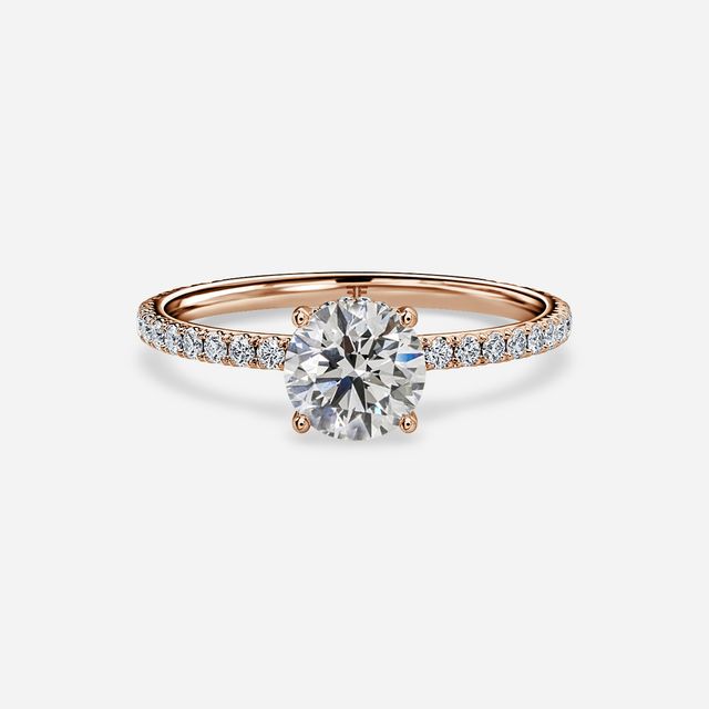 Sadie Petite Rose Gold Plain Band Bridal Set Engagement Ring