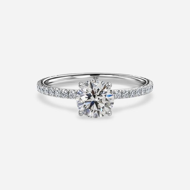 Sadie Petite White Gold Pavé Band Bridal Set Engagement Ring