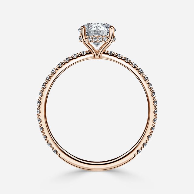 Sadie Petite Rose Gold Plain Band Bridal Set Engagement Ring