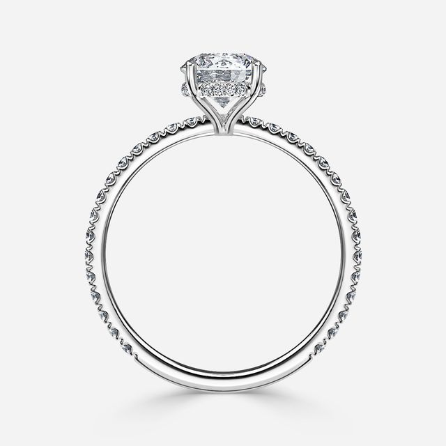 Sadie Petite White Gold Pavé Band Bridal Set Engagement Ring