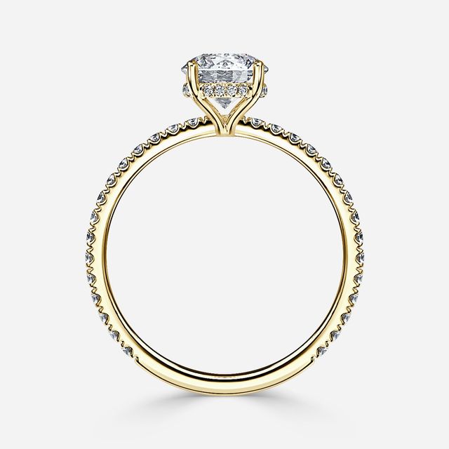Sadie Petite Yellow Gold Pavé Band Bridal Set Engagement Ring