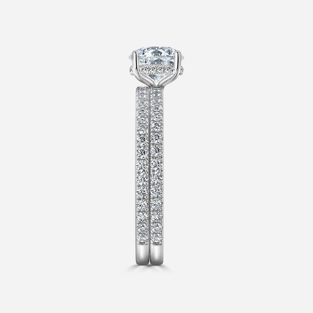 Sadie Petite White Gold Pavé Band Bridal Set Engagement Ring