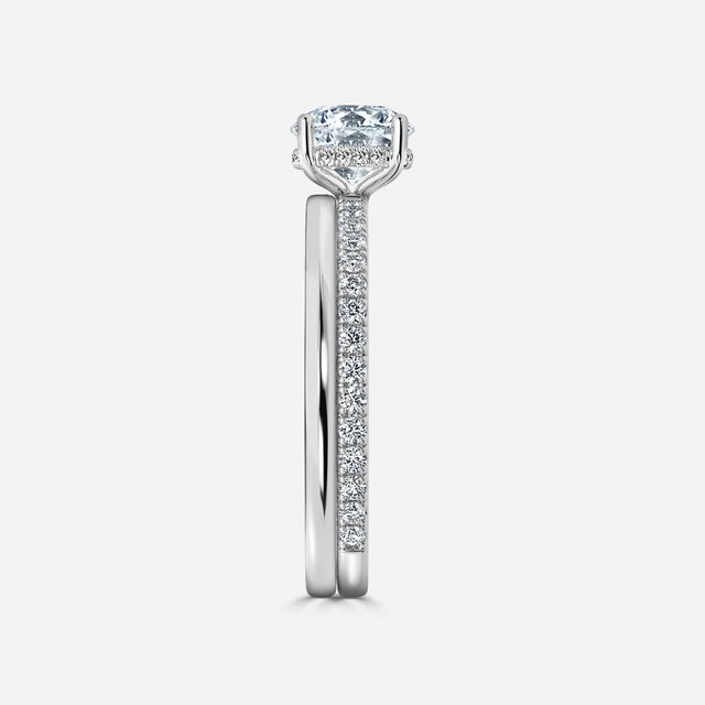Sadie Petite Platinum Plain Band Bridal Set Engagement Ring