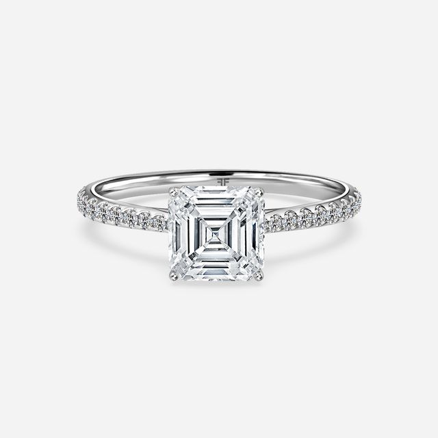 Jessie Platinum Pavé Band Bridal Set Engagement Ring