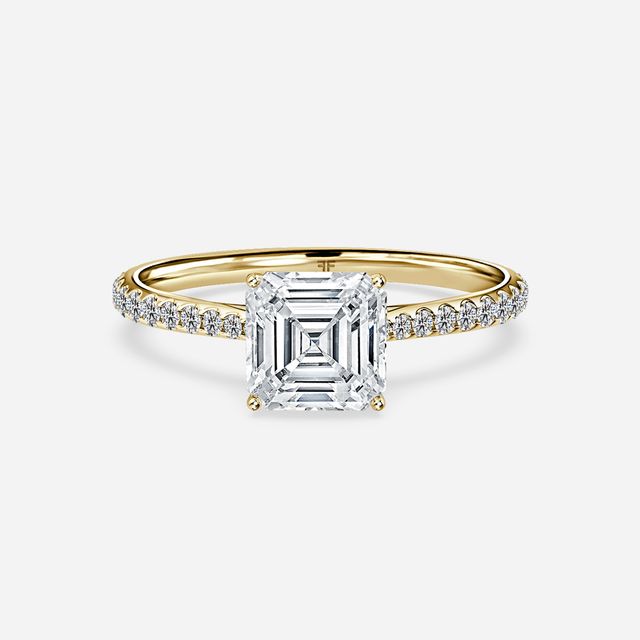 Jessie Yellow Gold Plain Band Bridal Set Engagement Ring