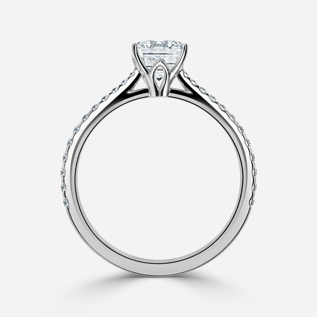 Jessie Platinum Pavé Band Bridal Set Engagement Ring