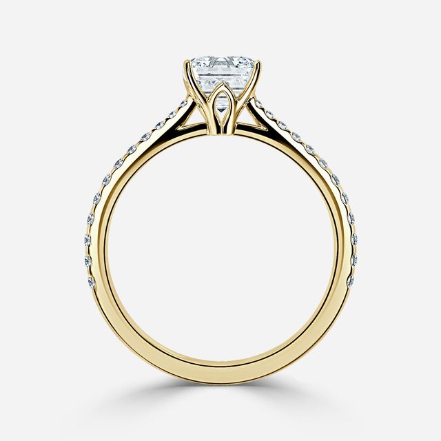 Jessie Yellow Gold Plain Band Bridal Set Engagement Ring