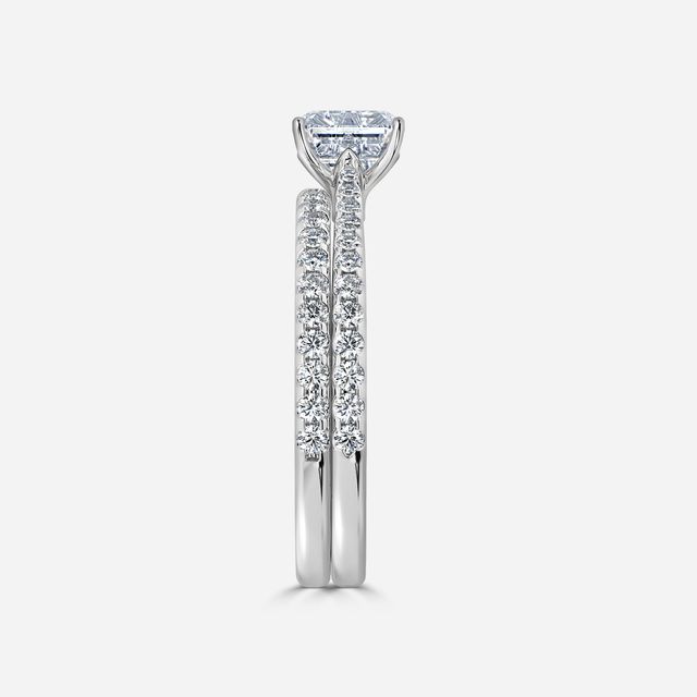 Jessie Platinum Pavé Band Bridal Set Engagement Ring