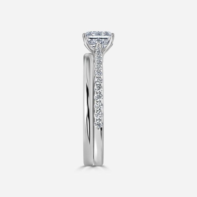 Jessie White Gold Plain Band Bridal Set Engagement Ring