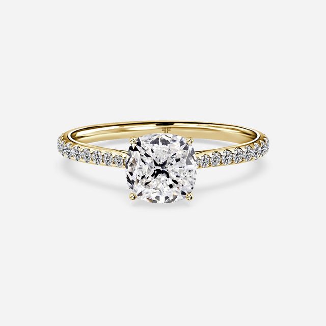 Jessie Yellow Gold Plain Band Bridal Set Engagement Ring