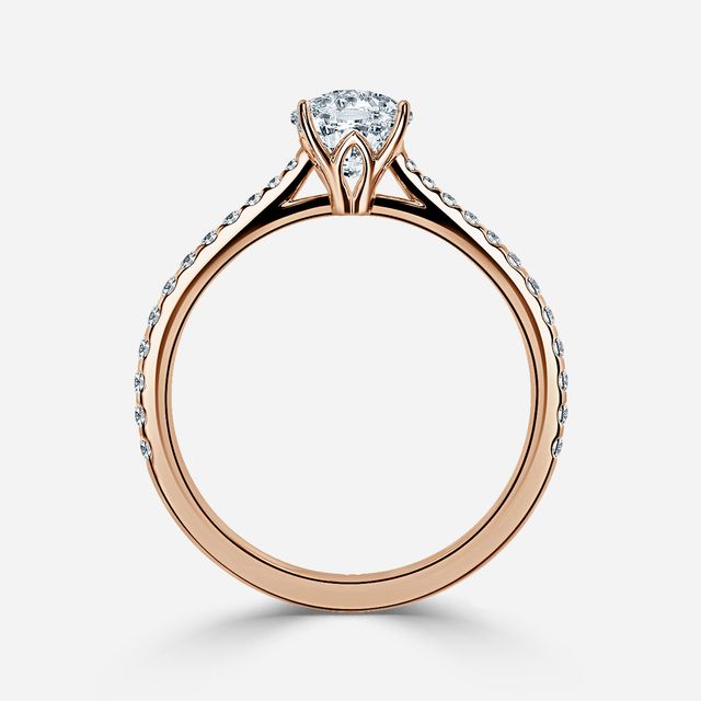 Jessie Rose Gold Plain Band Bridal Set Engagement Ring