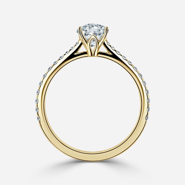 Jessie Yellow Gold Plain Band Bridal Set Engagement Ring