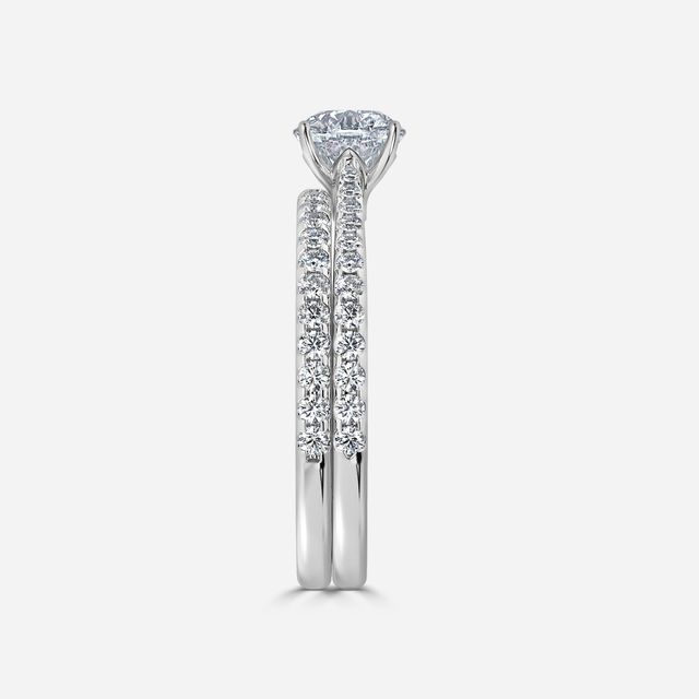 Jessie Platinum Pavé Band Bridal Set Engagement Ring