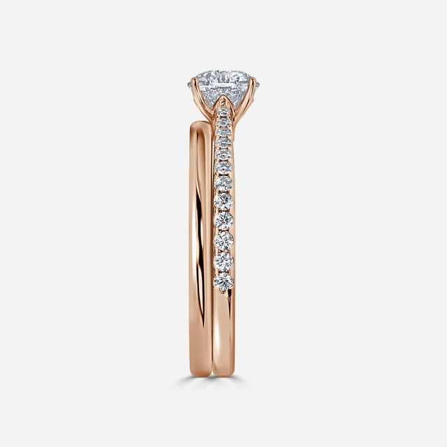 Jessie Rose Gold Plain Band Bridal Set Engagement Ring