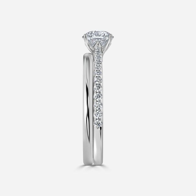 Jessie White Gold Plain Band Bridal Set Engagement Ring