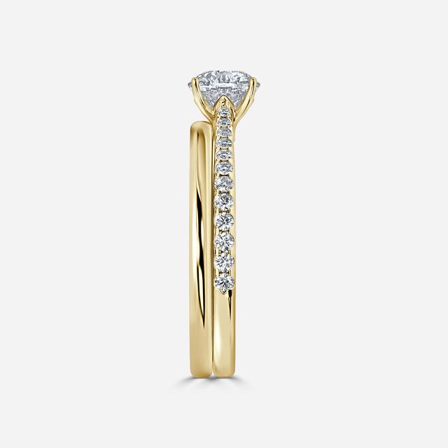 Jessie Yellow Gold Plain Band Bridal Set Engagement Ring