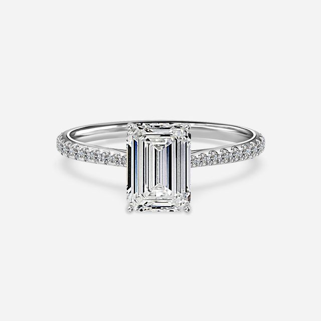 Jessie Platinum Pavé Band Bridal Set Engagement Ring